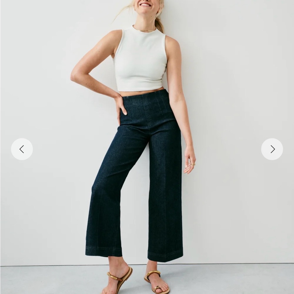 Spanx Dark Blue Wide-Leg Jeans